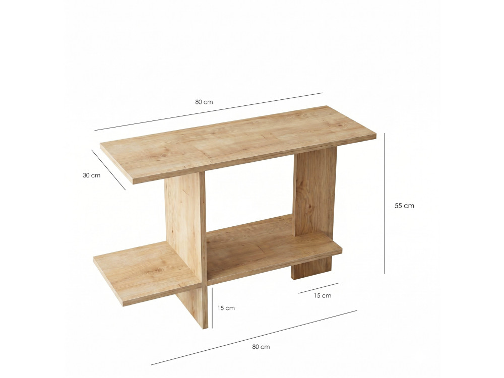 Table d'appoint en bois "Essenziale" - 80 x 30 x 55 cm - Chêne Saphir