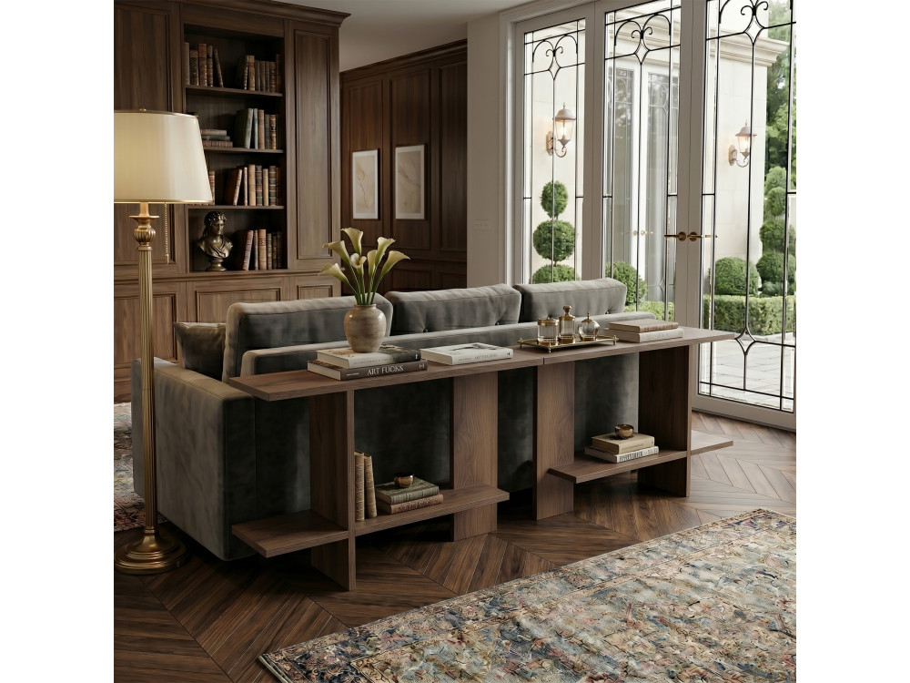 Table d'appoint en bois "Essenziale" - 80 x 30 x 55 cm - Marron