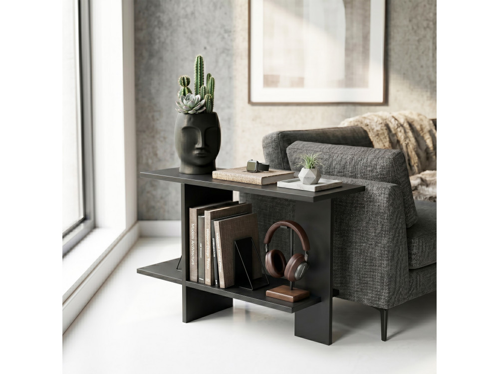 Table d'appoint en bois "Essenziale" - 80 x 30 x 55 cm - Noir