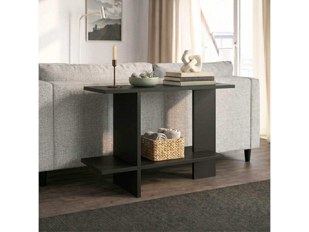 Table d'appoint en bois "Essenziale" - 80 x 30 x 55 cm - Noir