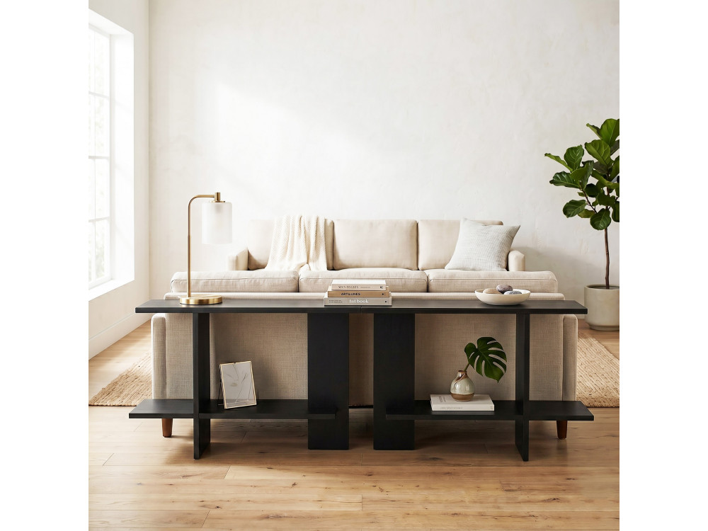 Table d'appoint en bois "Essenziale" - 80 x 30 x 55 cm - Noir