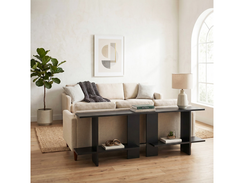 Table d'appoint en bois "Essenziale" - 80 x 30 x 55 cm - Noir