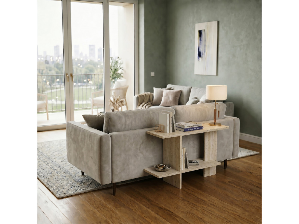 Table d'appoint en bois "Essenziale" - 80 x 30 x 55 cm - Travertin