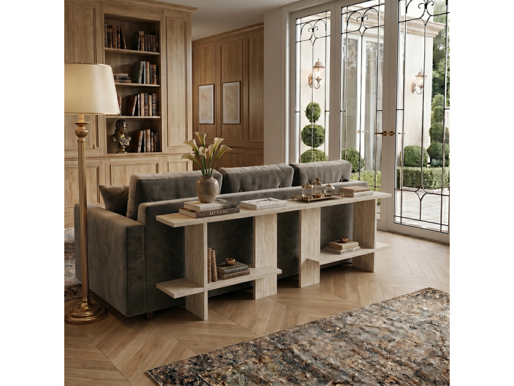 Table d'appoint en bois "Essenziale" - 80 x 30 x 55 cm - Travertin