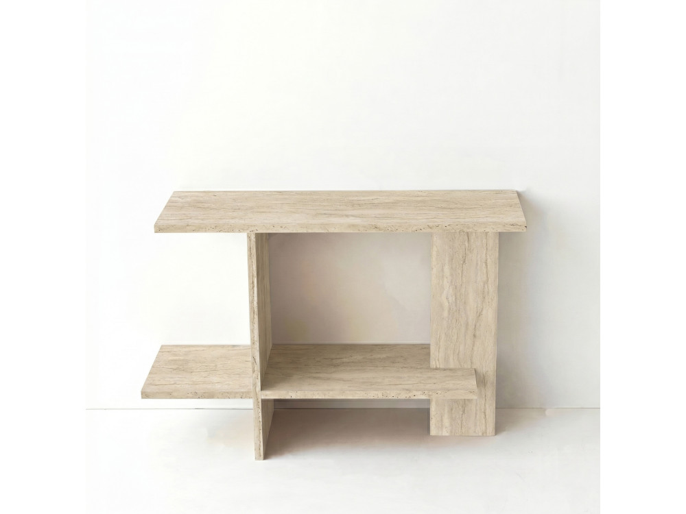 Table d'appoint en bois "Essenziale" - 80 x 30 x 55 cm - Travertin