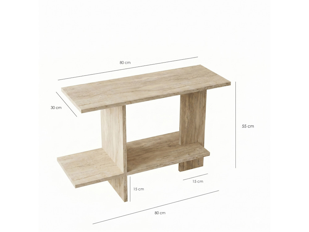 Table d'appoint en bois "Essenziale" - 80 x 30 x 55 cm - Travertin