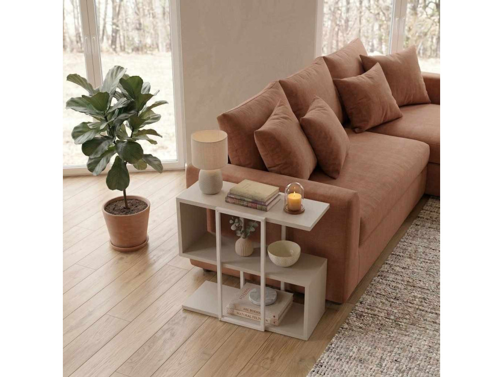 Table d'appoint en bois "HOMIA" - 56 x 25 x 56 cm - Grès