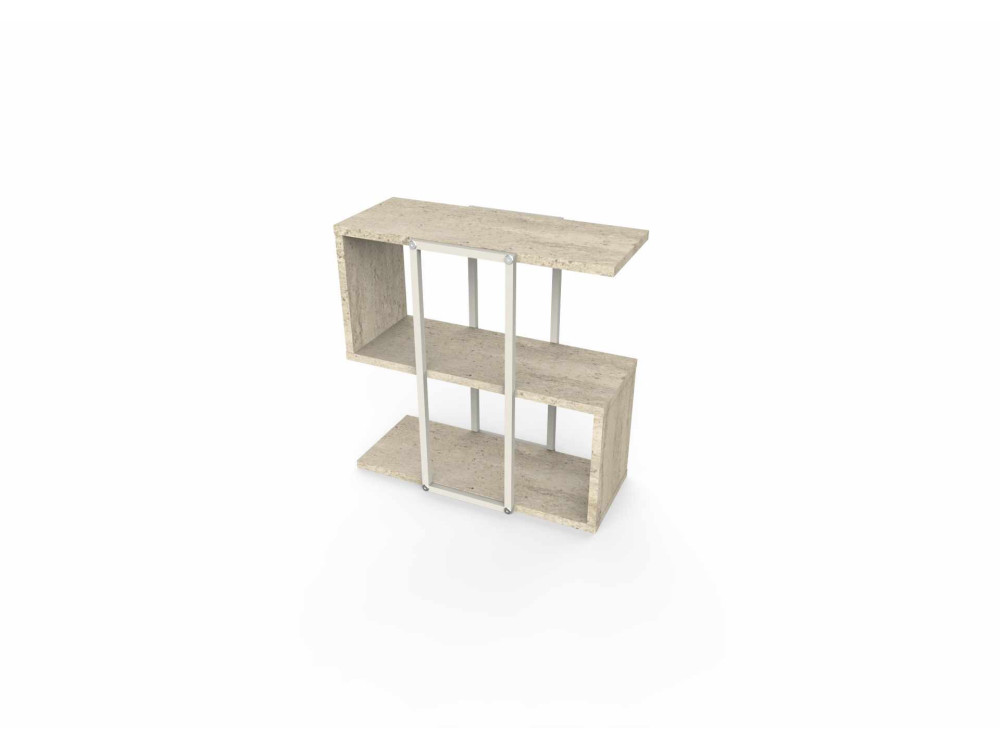 Table d'appoint en bois "HOMIA" - 56 x 25 x 56 cm - Travertin