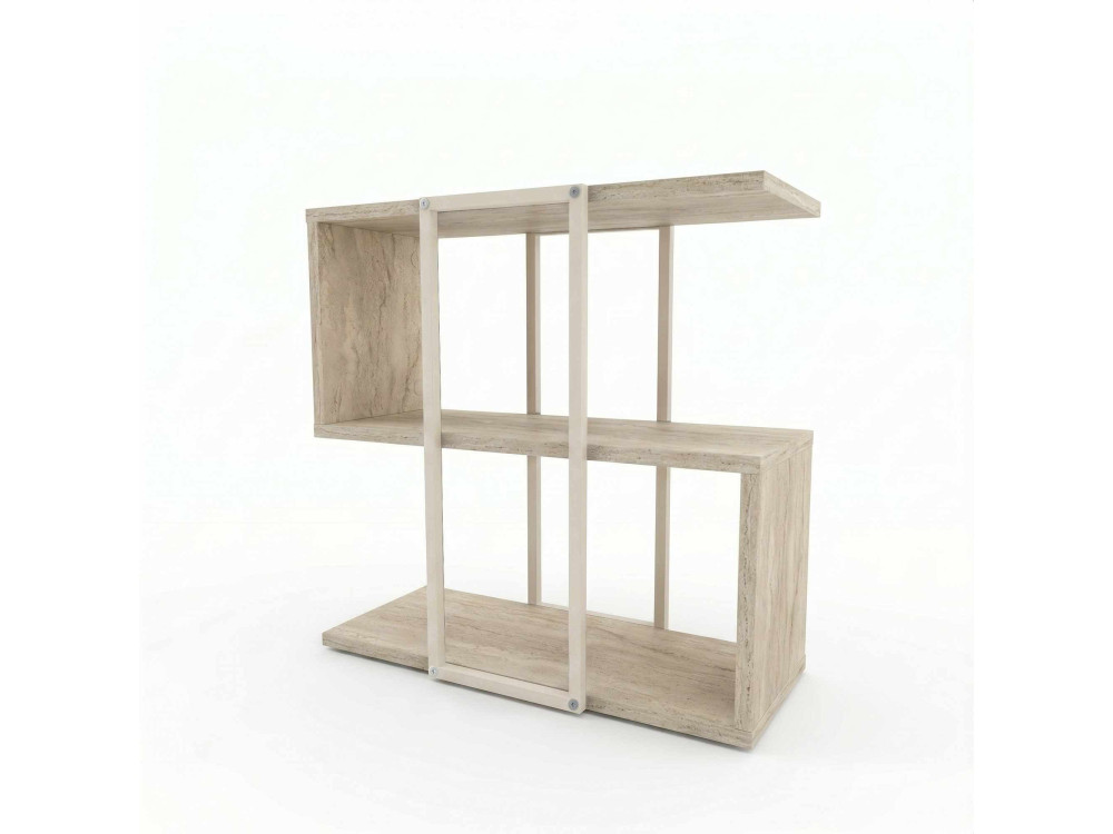 Table d'appoint en bois "HOMIA" - 56 x 25 x 56 cm - Travertin