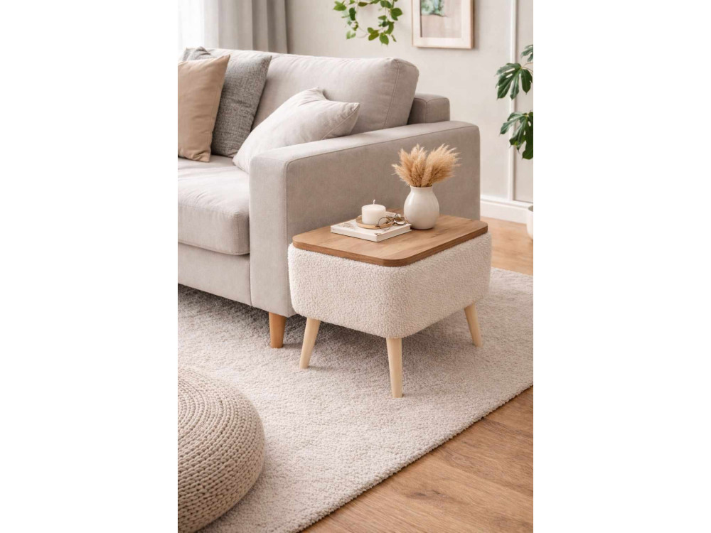 Table d'appoint en bois "Nora" - 60 x 30 x 45 cm - Beige