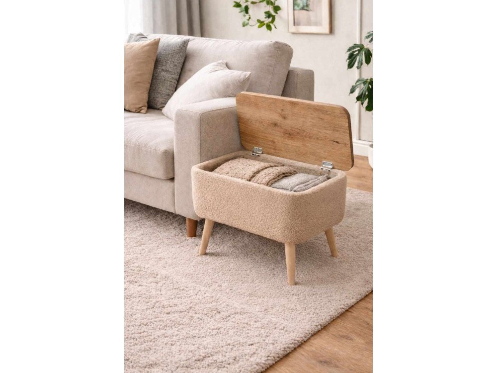 Table d'appoint en bois "Nora" - 60 x 30 x 45 cm - Beige