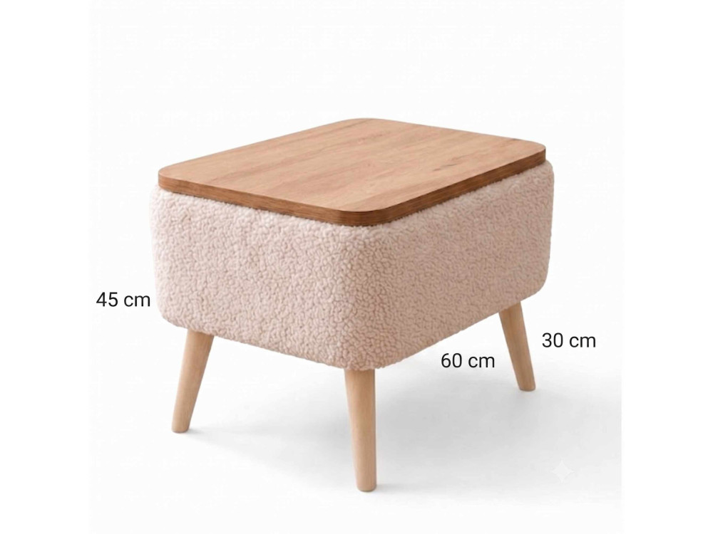 Table d'appoint en bois "Nora" - 60 x 30 x 45 cm - Beige