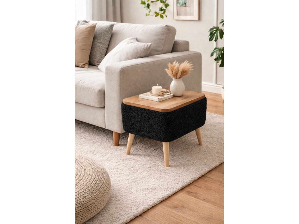 Table d'appoint en bois "Nora" - 60 x 30 x 45 cm - Noir