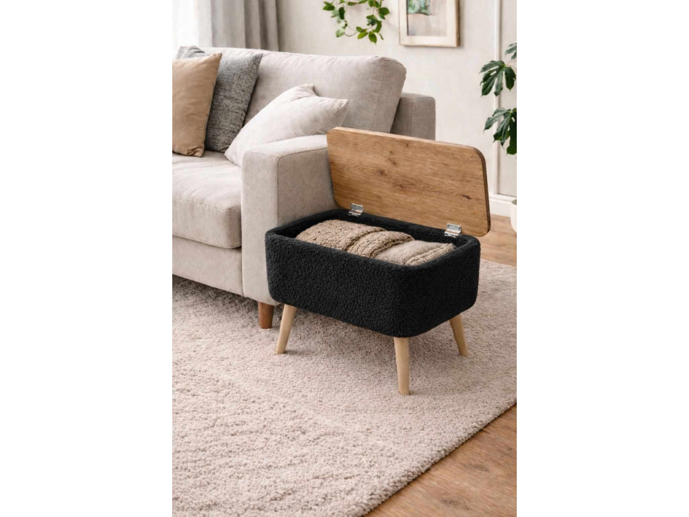Table d'appoint en bois "Nora" - 60 x 30 x 45 cm - Noir