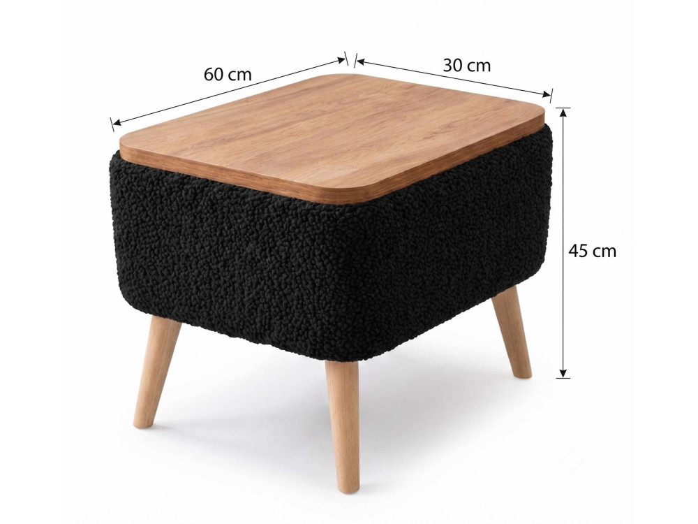 Table d'appoint en bois "Nora" - 60 x 30 x 45 cm - Noir