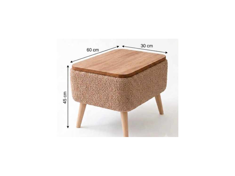 Table d'appoint en bois "Nora" - 60 x 30 x 45 cm - Marron