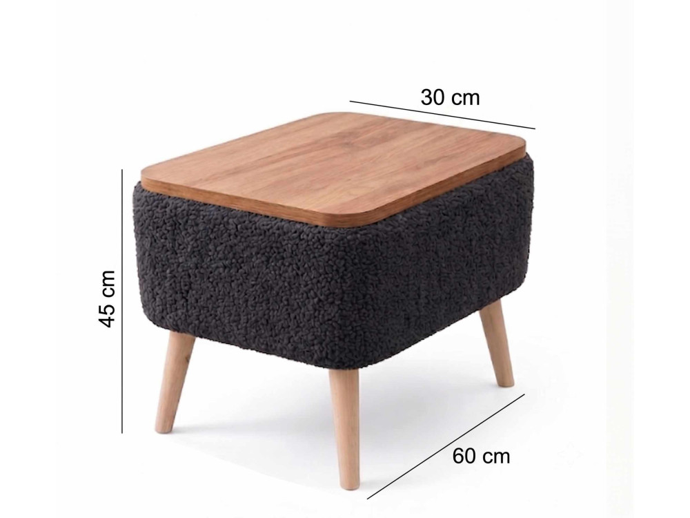 Table d'appoint en bois "Nora" - 60 x 30 x 45 cm - Anthracite