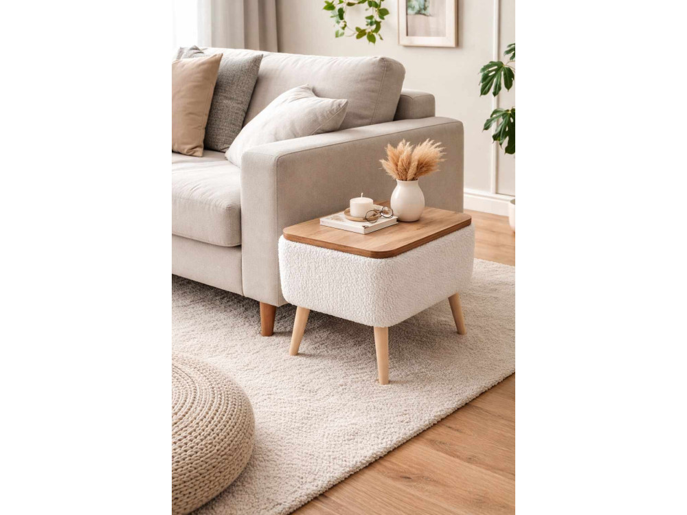 Table d'appoint en bois "Nora" - 60 x 30 x 45 cm - Blanc