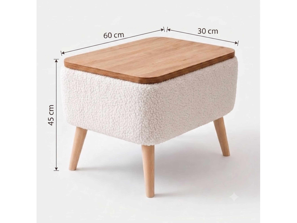 Table d'appoint en bois "Nora" - 60 x 30 x 45 cm - Blanc