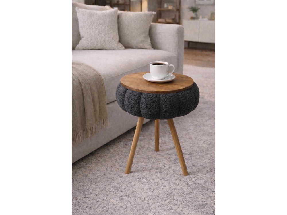 Table d'appoint en bois "Papatya Zgn" - 33 x 45 cm - Anthracite