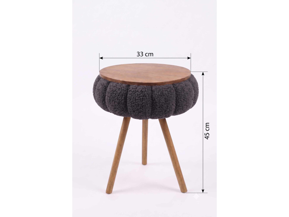 Table d'appoint en bois "Papatya Zgn" - 33 x 45 cm - Anthracite