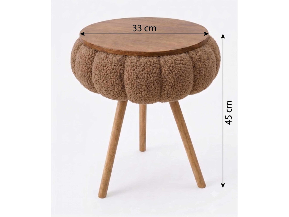 Table d'appoint en bois "Papatya Zgn" - 33 x 45 cm - Marron
