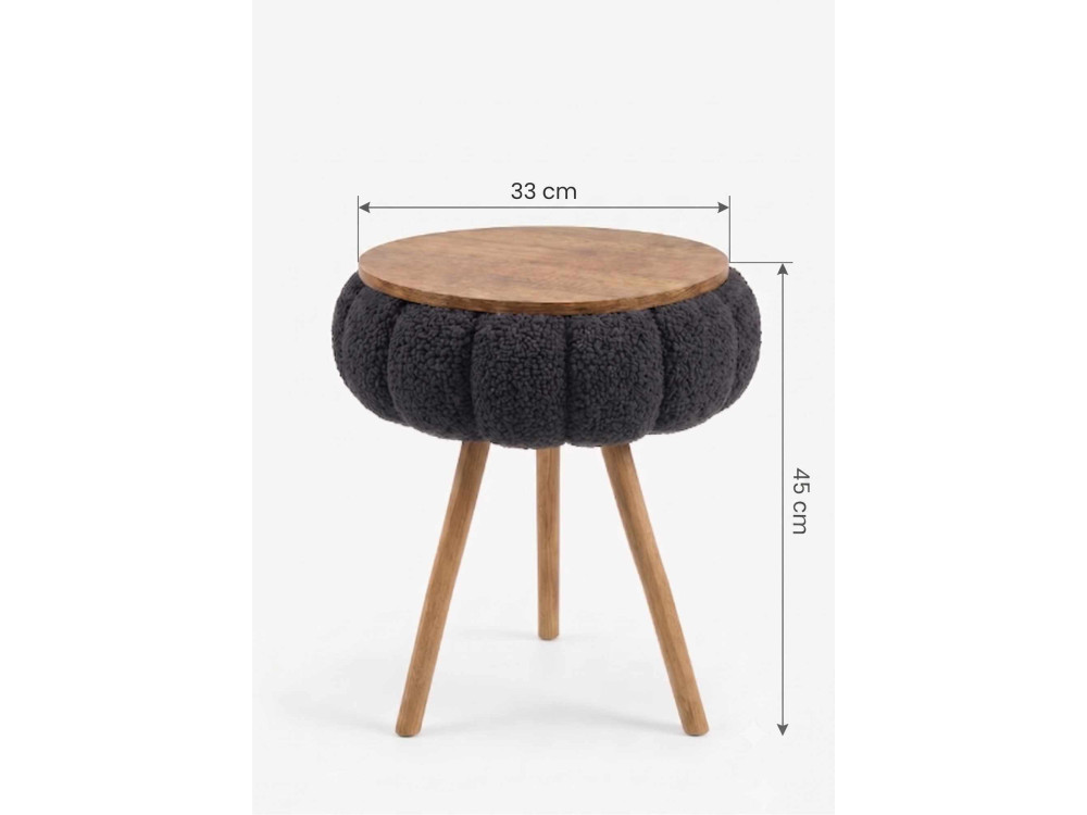 Table d'appoint en bois "Papatya Zgn " - 33 x 45 cm - Noir