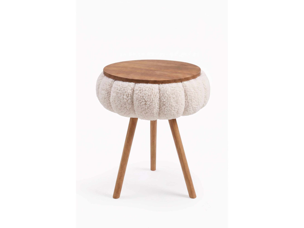 Table d'appoint en bois "Papatya Zgn" - 33 x 45 cm - Beige