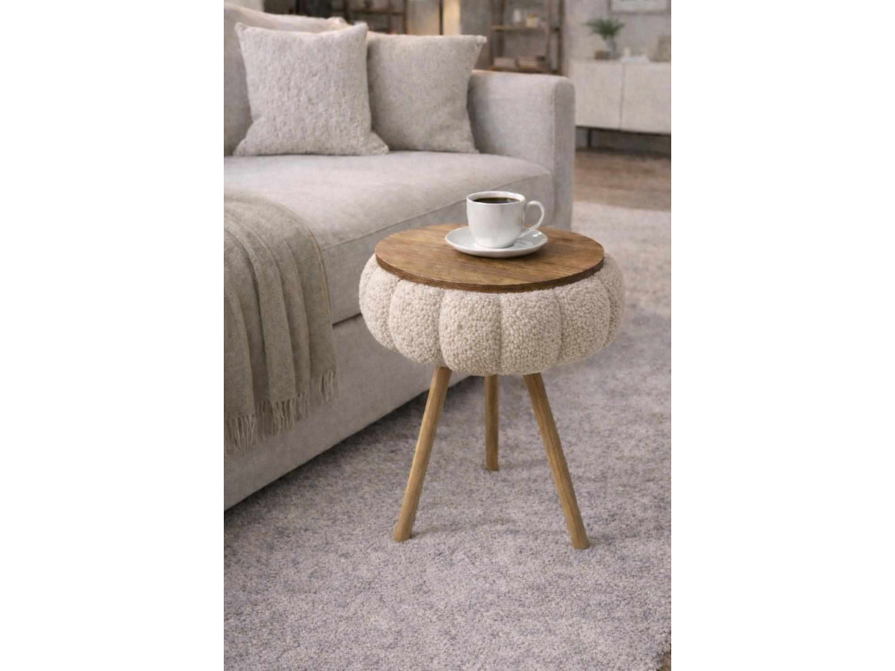 Table d'appoint en bois "Papatya Zgn" - 33 x 45 cm - Beige