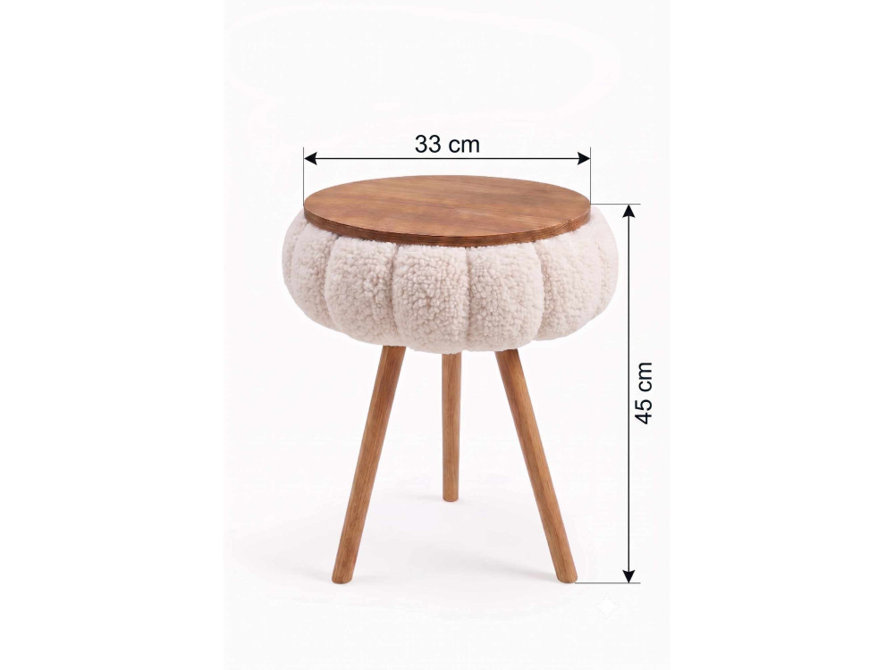 Table d'appoint en bois "Papatya Zgn" - 33 x 45 cm - Beige