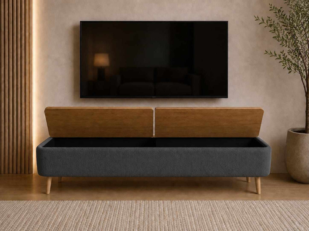 Meuble TV en bois " Sarven " - 120 x 30 x 45 cm - Anthracite