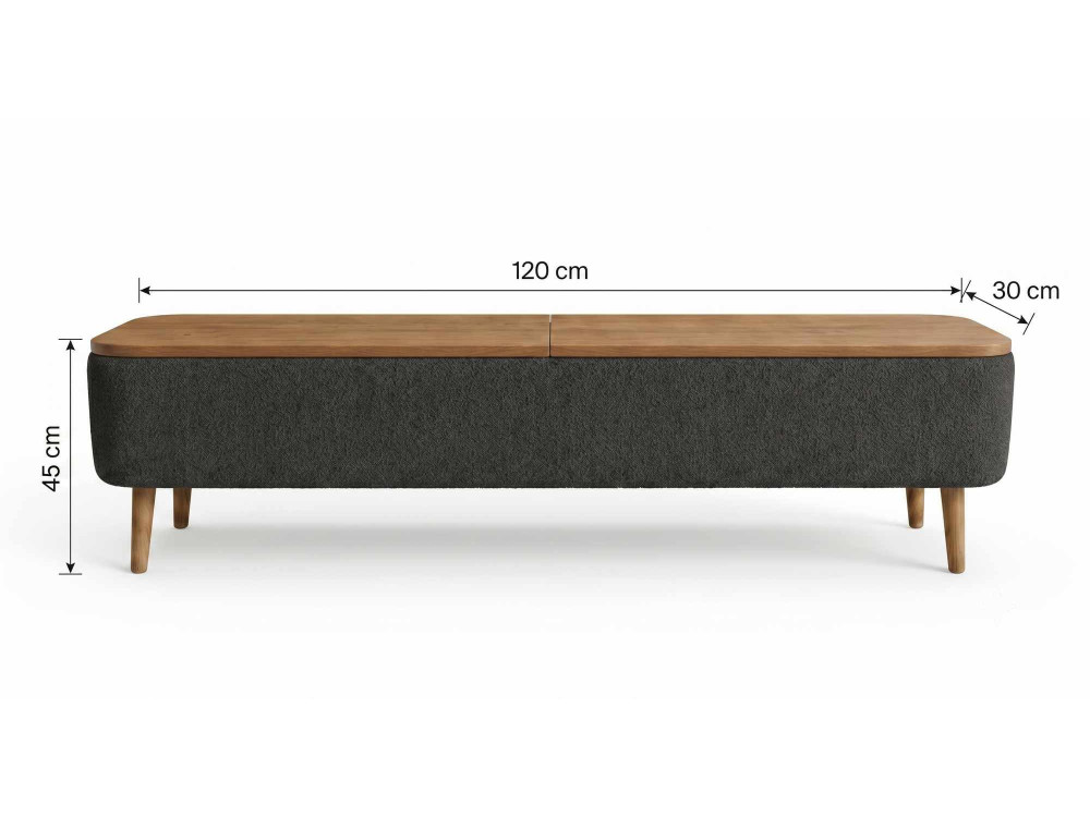 Meuble TV en bois " Sarven " - 120 x 30 x 45 cm - Anthracite