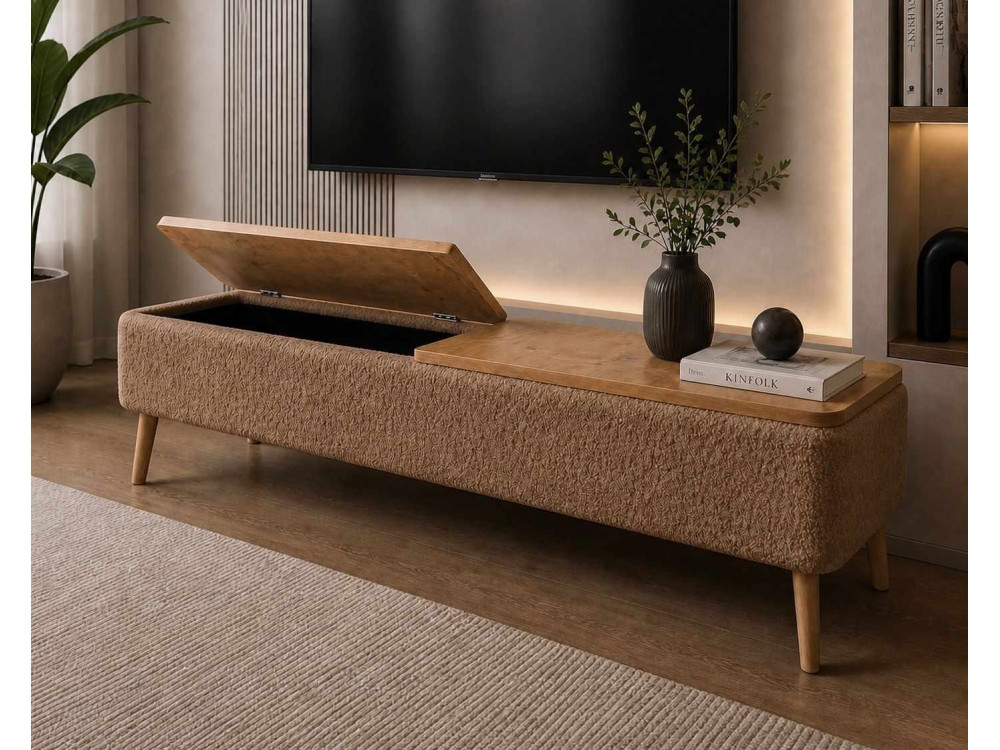Meuble TV en bois " Sarven " - 120 x 30 x 45 cm - Marron