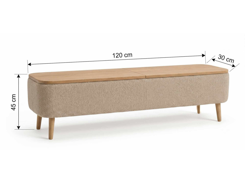 Meuble TV en bois " Sarven " - 120 x 30 x 45 cm - Beige