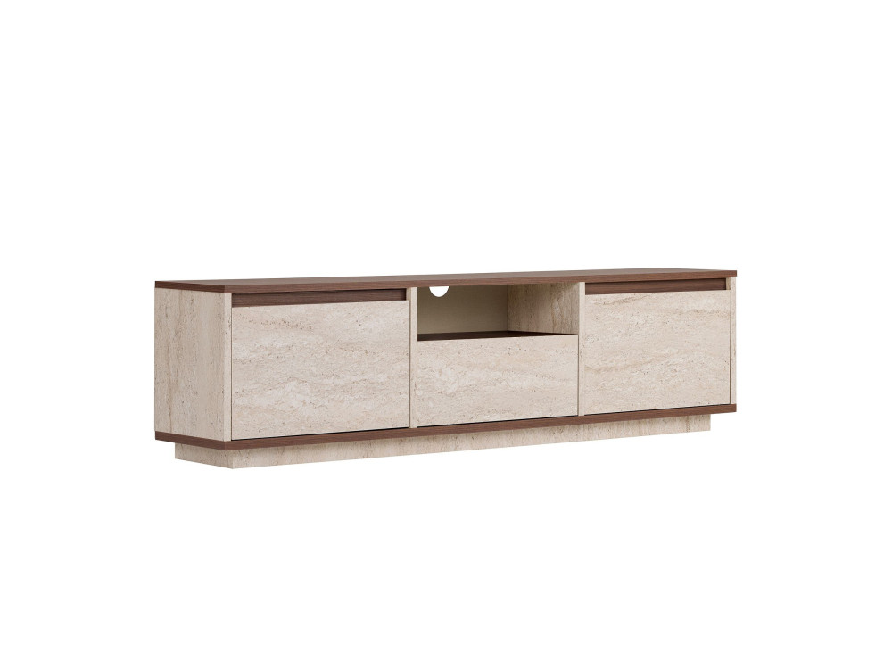 Meuble TV en bois " Sentinel " - 160 x 30 x 42 cm - Travertin / Noyer Milano