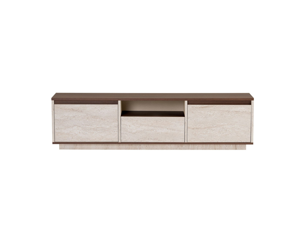 Meuble TV en bois " Sentinel " - 160 x 30 x 42 cm - Travertin / Noyer Milano