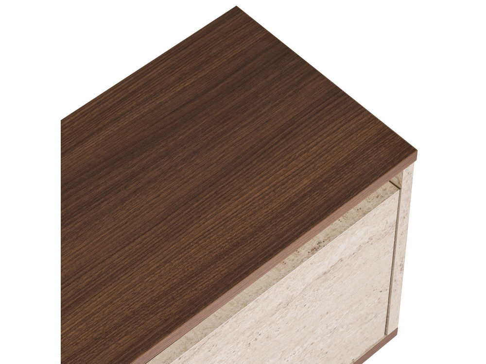 Meuble TV en bois " Sentinel " - 160 x 30 x 42 cm - Travertin / Noyer Milano
