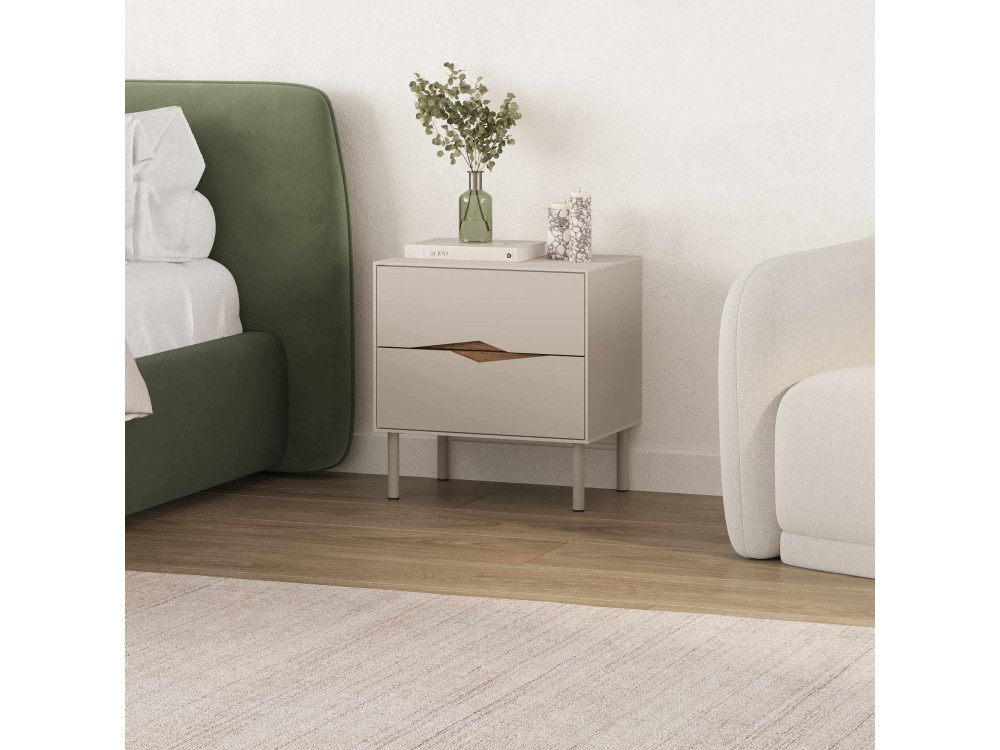 Table de Chevet en bois " MARQUISE " - 50 x 35 x 52 cm - Grès / Oud Foncé