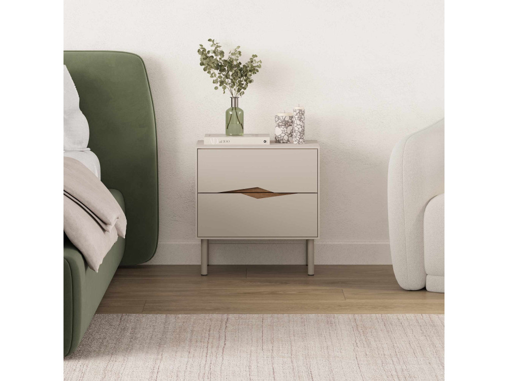 Table de Chevet en bois " MARQUISE " - 50 x 35 x 52 cm - Grès / Oud Foncé