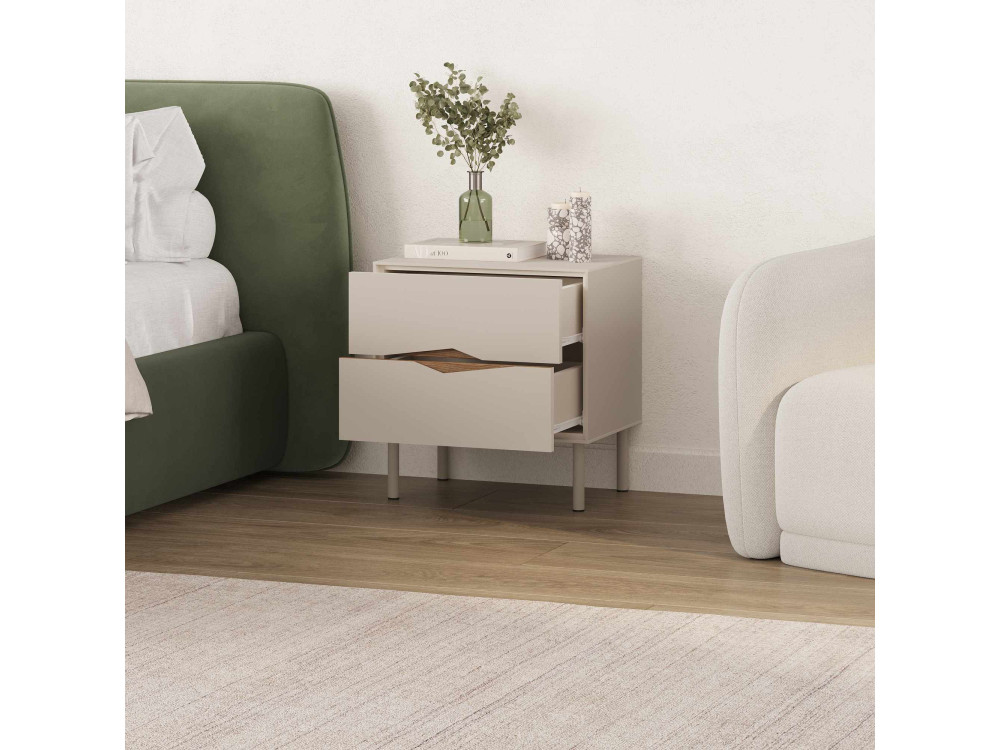 Table de Chevet en bois " MARQUISE " - 50 x 35 x 52 cm - Grès / Oud Foncé