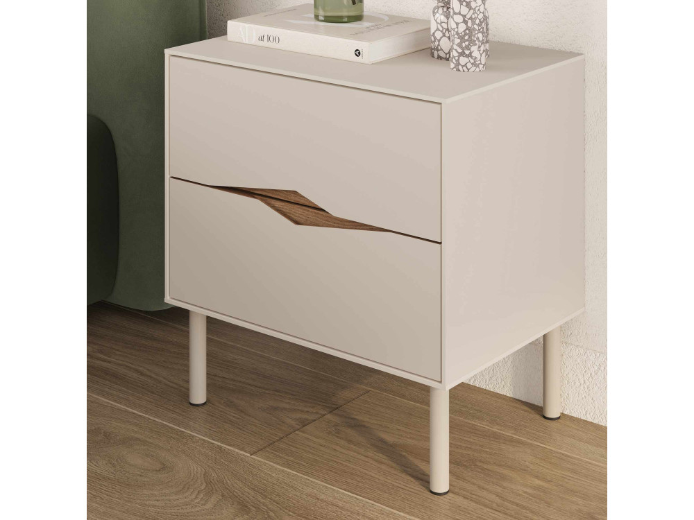Table de Chevet en bois " MARQUISE " - 50 x 35 x 52 cm - Grès / Oud Foncé