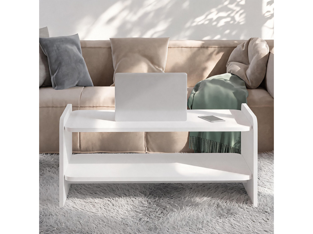 Table Basse en bois " Amon " - 90 x 45 x 40 cm - Blanc