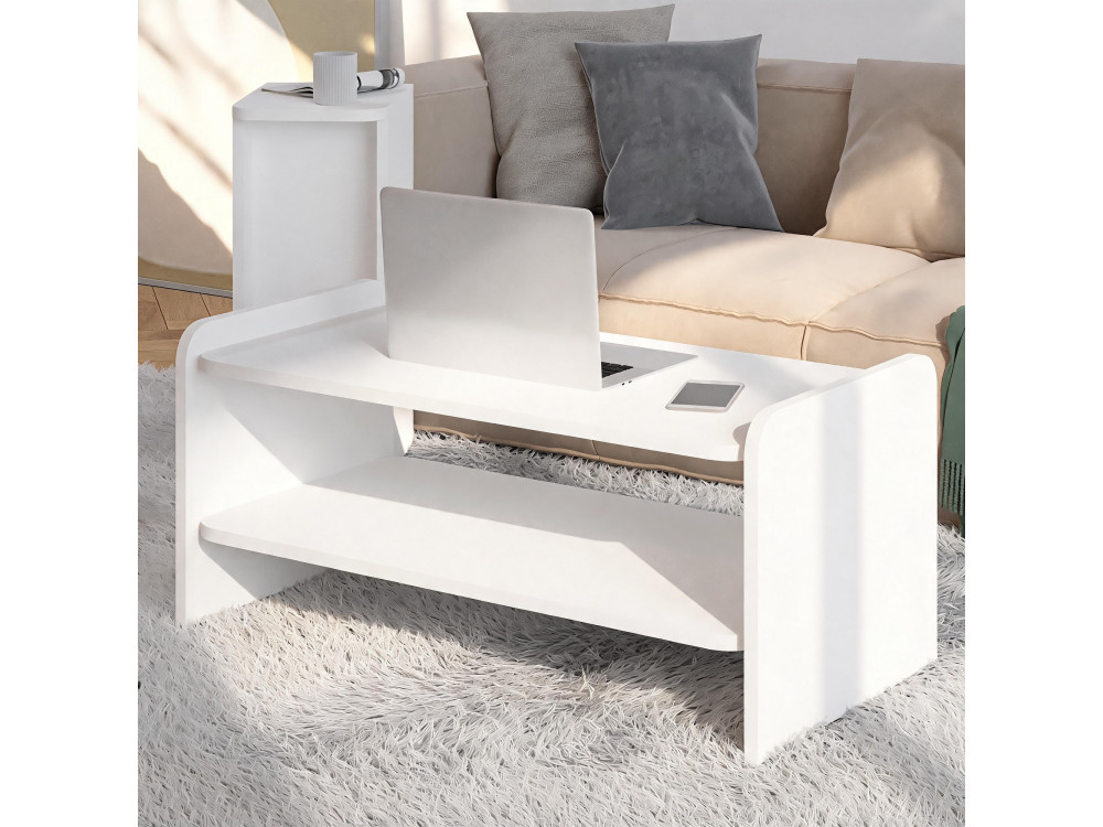 Table Basse en bois " Amon " - 90 x 45 x 40 cm - Blanc