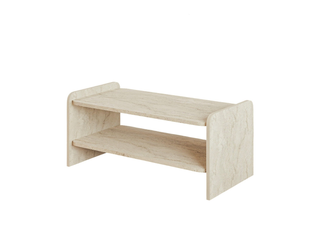 Table Basse en bois " Amon " - 89,8 x 39,8 x 44,8 cm - Travertin