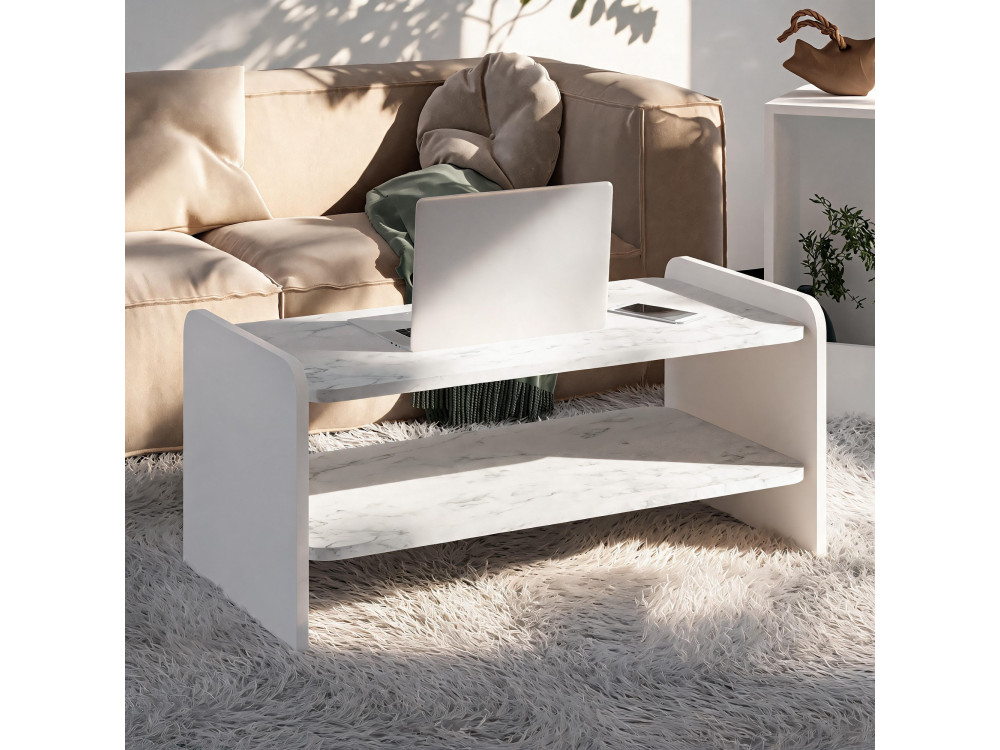 Table Basse en bois " Amon " - 90 x 45 x 40 cm - Blanc