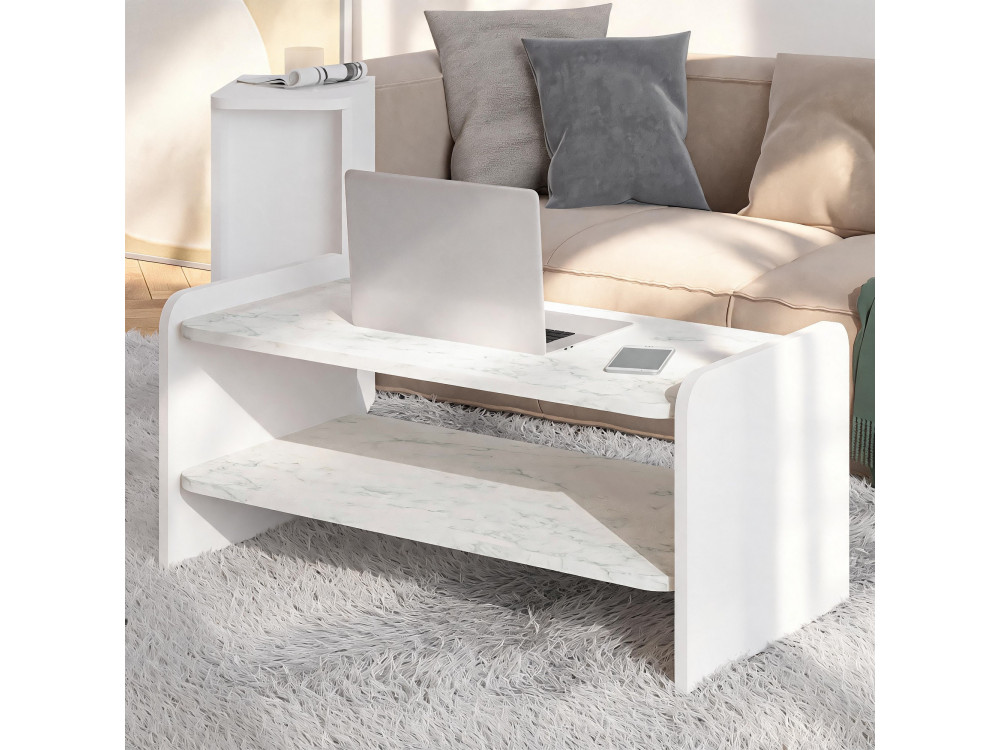 Table Basse en bois " Amon " - 90 x 45 x 40 cm - Blanc