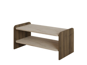 Table Basse en bois " Amon " - 89,8 x 39,8 x 44,8 cm - Travertin / Noyer Antique