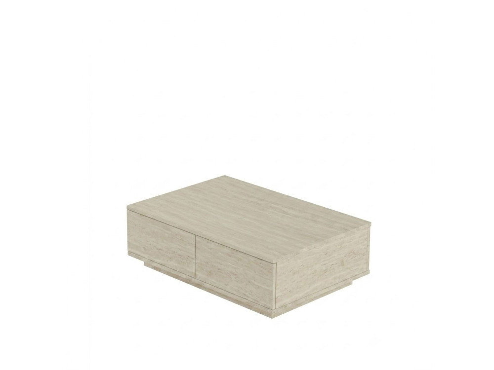 Table Basse en bois " Ave14 " - 90 x 60 x 28 cm - Travertin