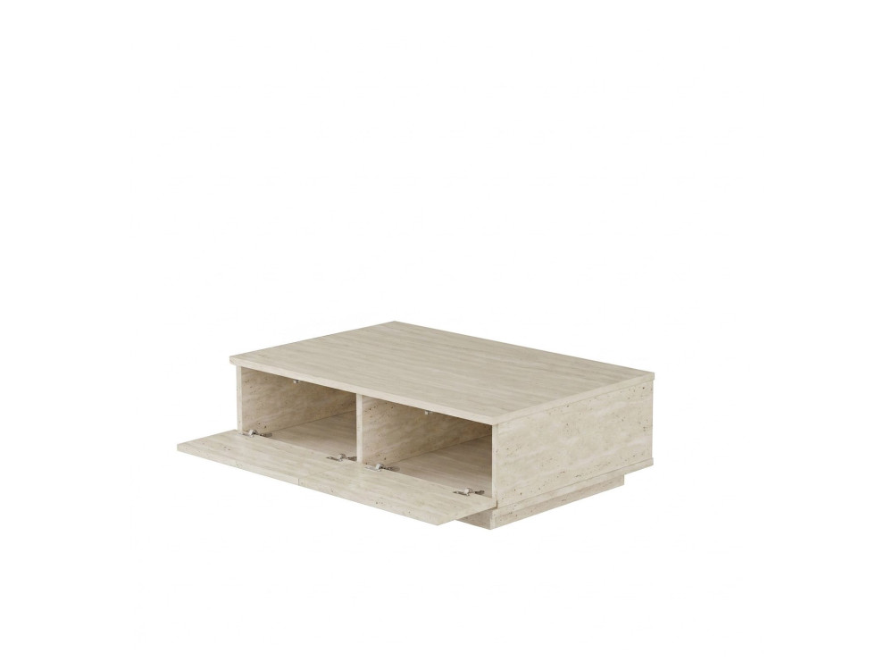 Table Basse en bois " Ave14 " - 90 x 60 x 28 cm - Travertin