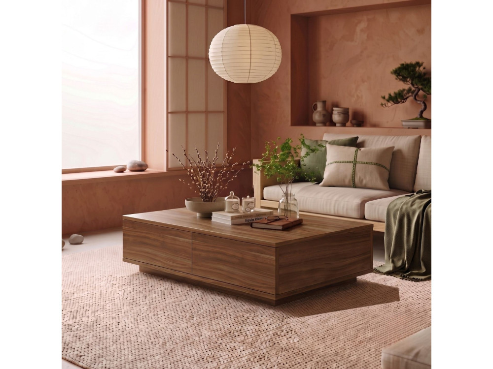 Table Basse en bois " Ave14 " - 90 x 28,6 x 60 cm - Noyer